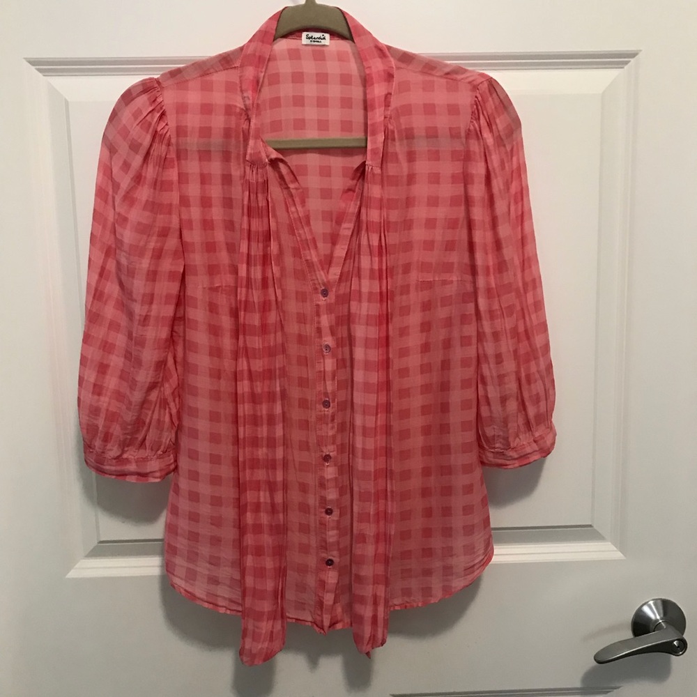 Anthropologie Splendid Pink Gingham Button-down